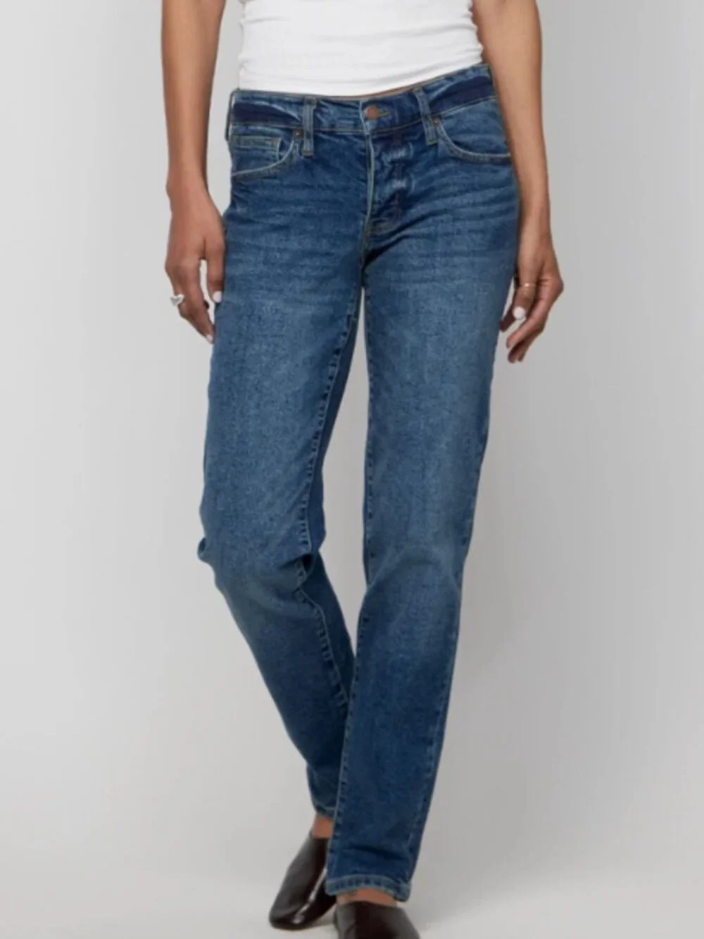 Oliver Logan Chester Low Rise Straight Leg Jeans Size 25 Dark Aged Vintage Blue